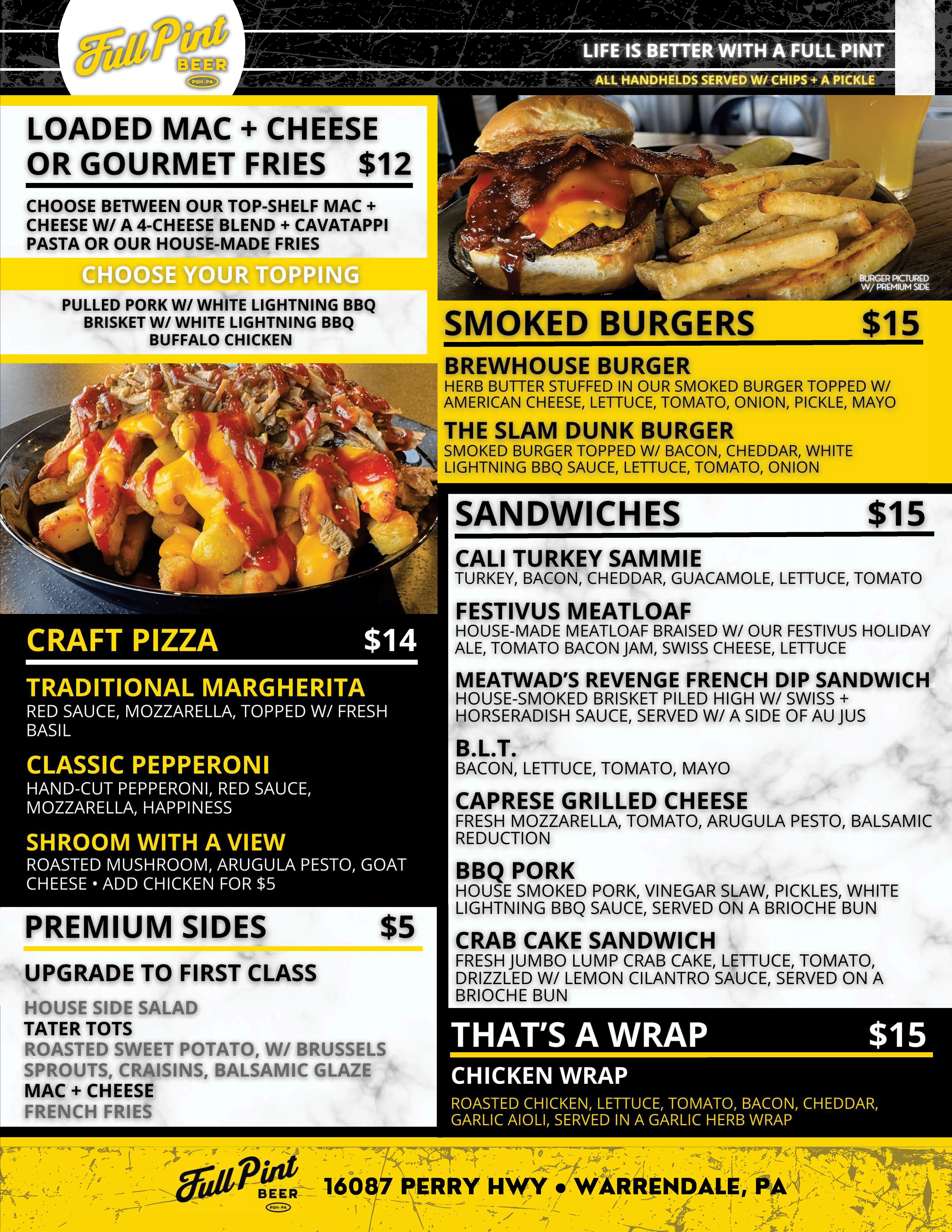 Full Pint Outpost Menu Page 2